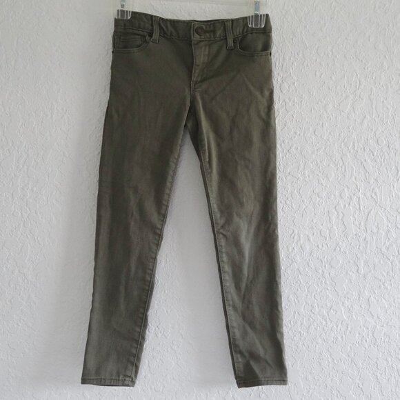 GAP Denim Kids Girls Size 7 Stretch Super Skinny Pants Olive Green - Picture 1 of 5
